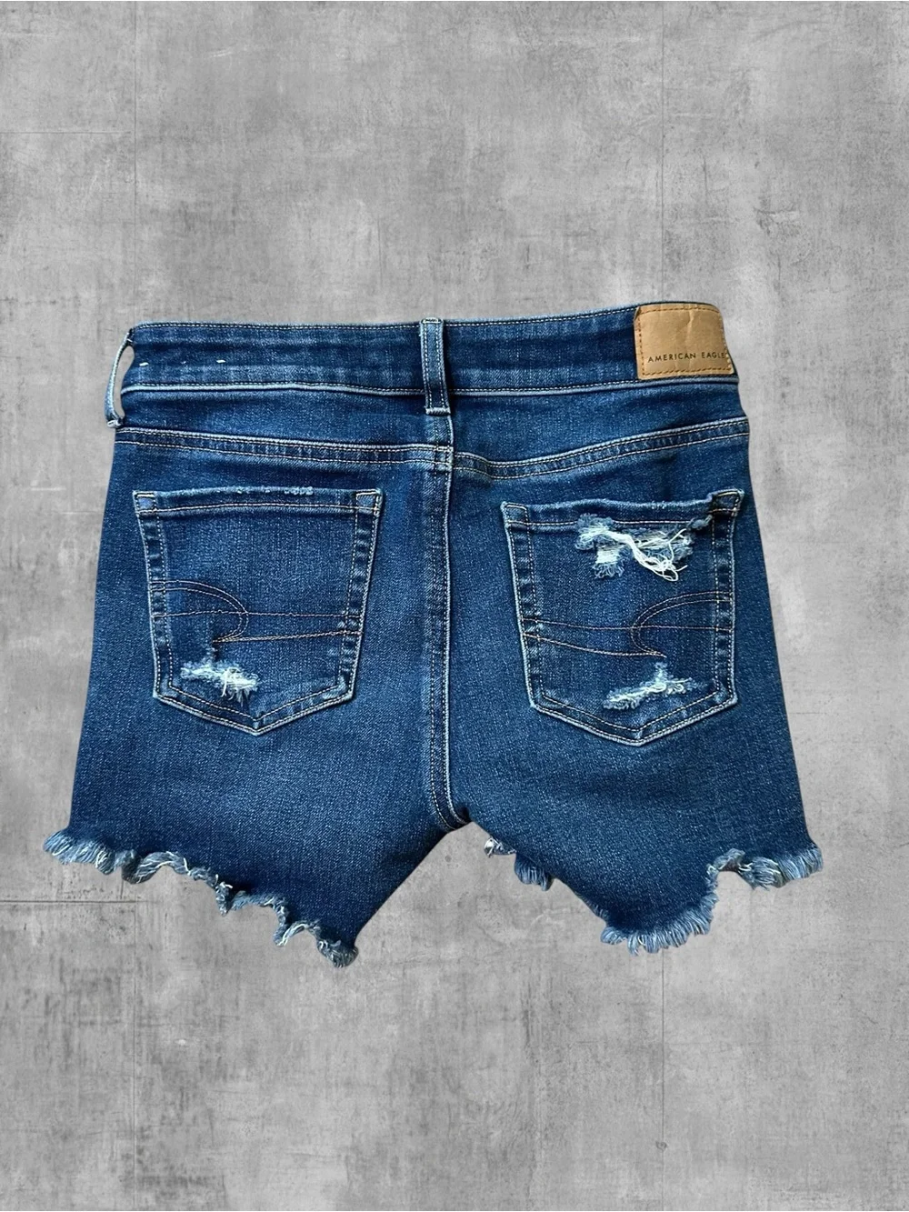 American Eagle Outfitters Women’s Distressed Denim Shorts - Dark Blue Size 0